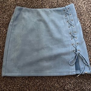 Suede blue mini skirt
